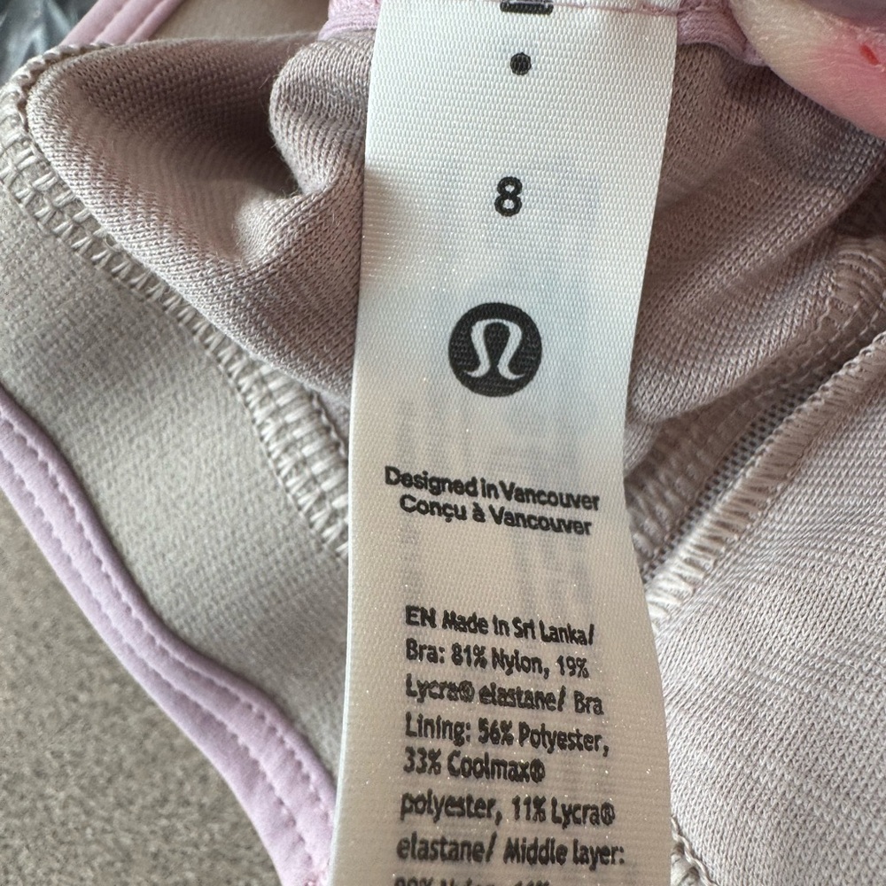 NWT Lululemon Pink Flow Y Wrap-Front High-Neck Bra Size 8 - Picture 5 of 5